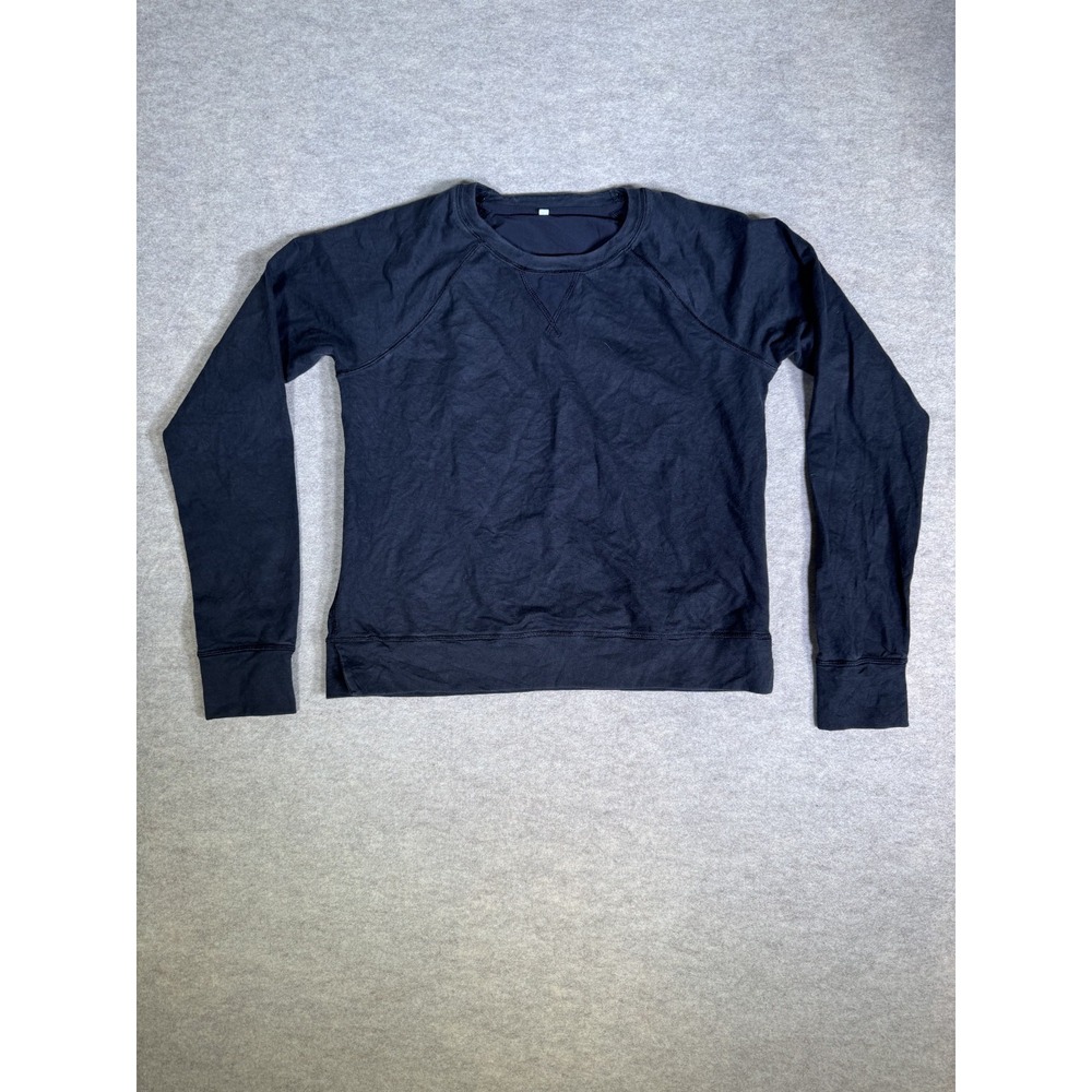 Lululemon Voyage Shirt Women 10 Navy Blue Loose Fit Thumbhole Sleeve Locker Loop